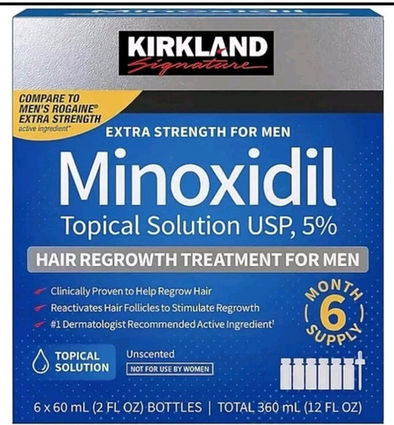 Kirkland Minoxidil 5% Extra Strength Men 6 Month Supply Hair Regrowth Solution