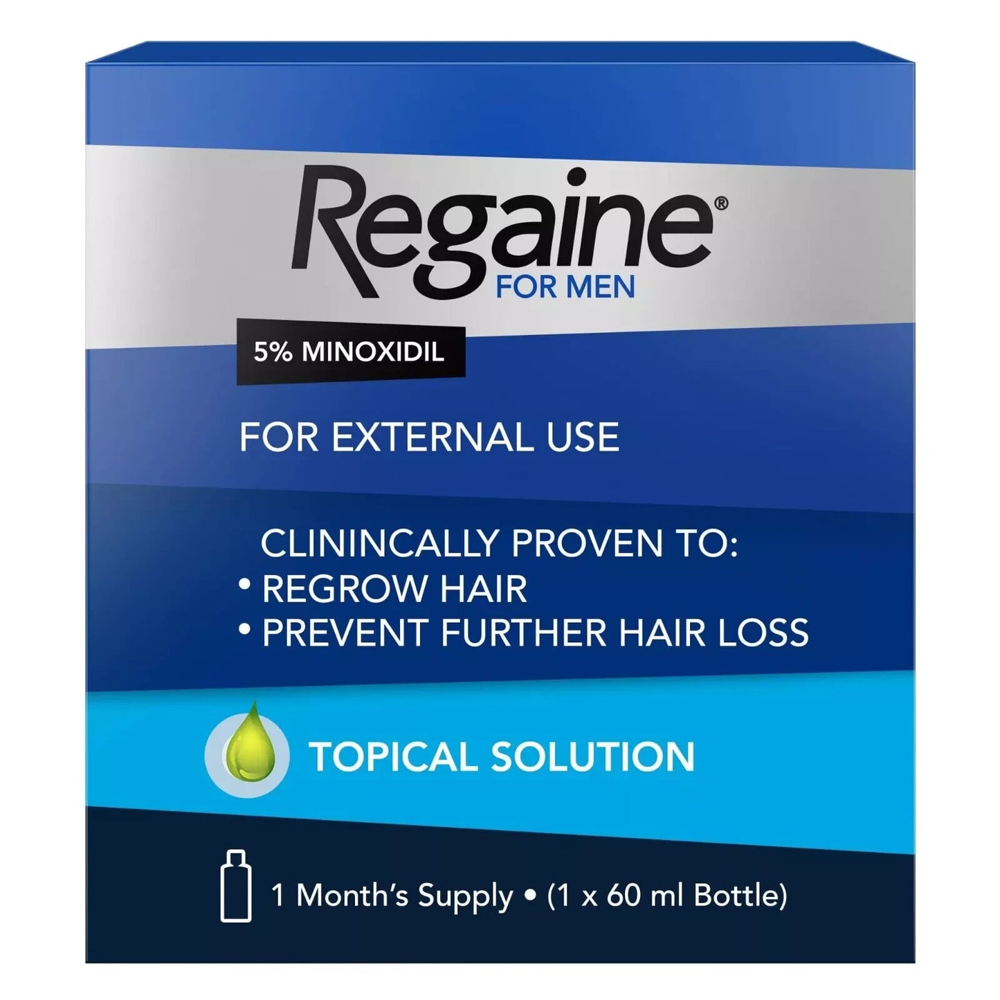 Regaine for Men 60Ml Topical Solution 5% Minoxidil Hair Regrowth Treatment